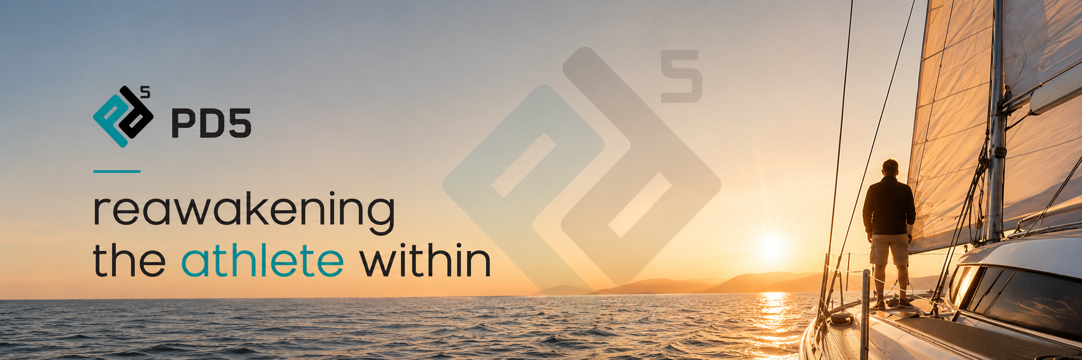 PD5 sailboat hero banner with the phrase reawakening the athlete within